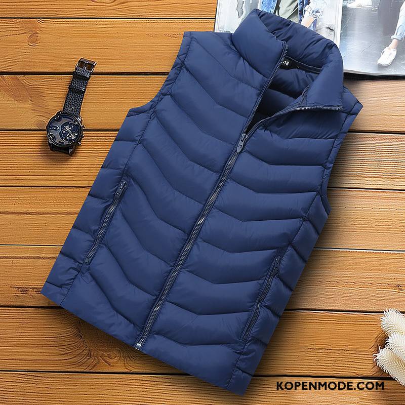 Gilet Heren Hoge Kraag Slim Fit Mooi 2018 Warme Mode Effen Kleur Rood