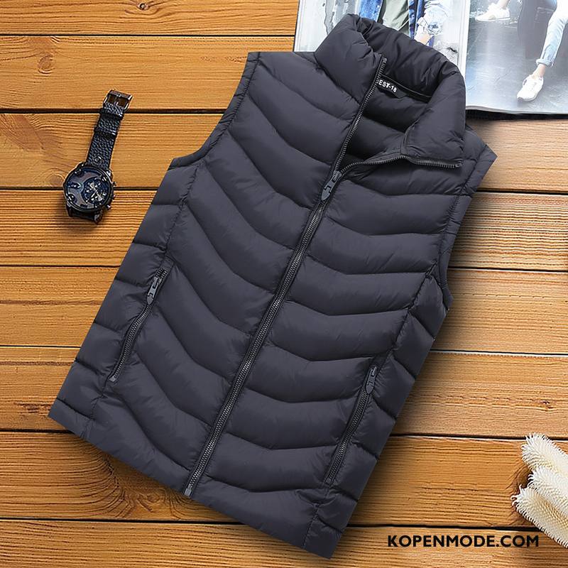 Gilet Heren Hoge Kraag Slim Fit Mooi 2018 Warme Mode Effen Kleur Rood