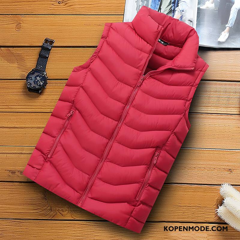 Gilet Heren Hoge Kraag Slim Fit Mooi 2018 Warme Mode Effen Kleur Rood