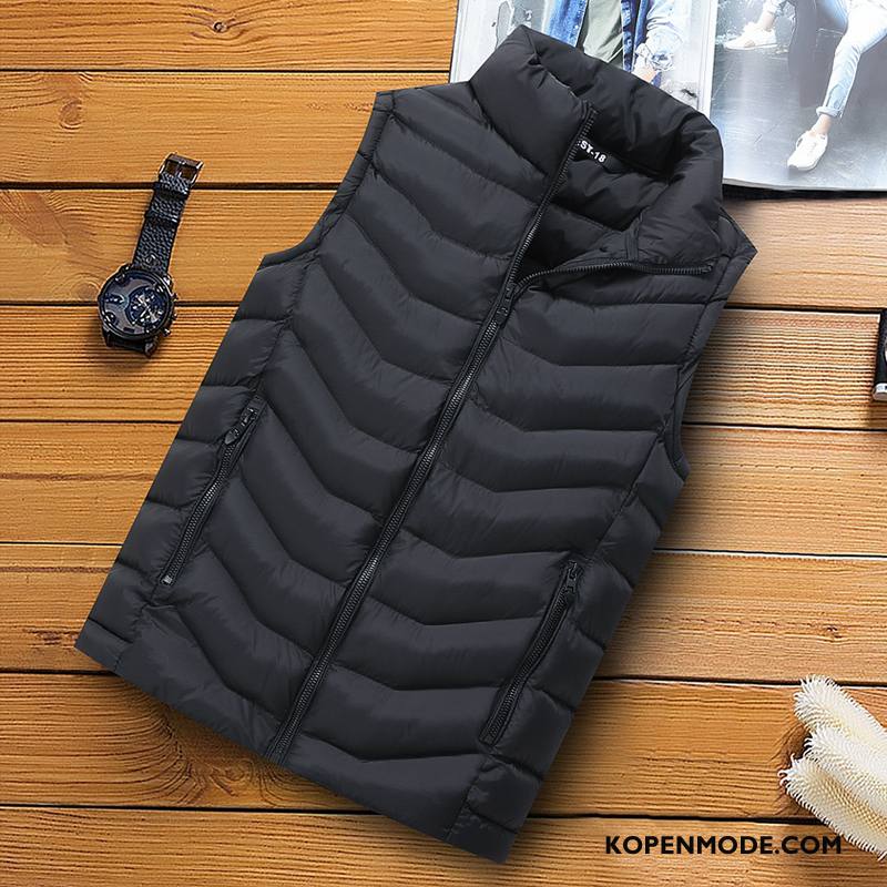 Gilet Heren Hoge Kraag Slim Fit Mooi 2018 Warme Mode Effen Kleur Rood