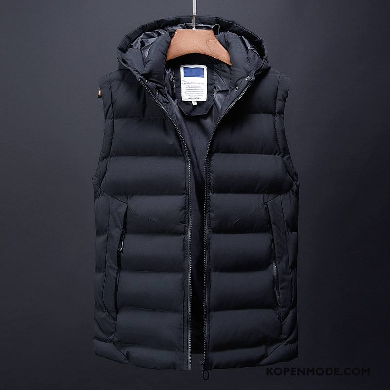 Gilet Heren Jas Mooi Jeugd Katoen Winter Mannen Donkerblauw