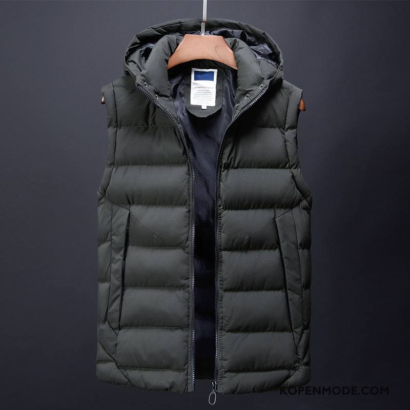 Gilet Heren Jas Mooi Jeugd Katoen Winter Mannen Donkerblauw