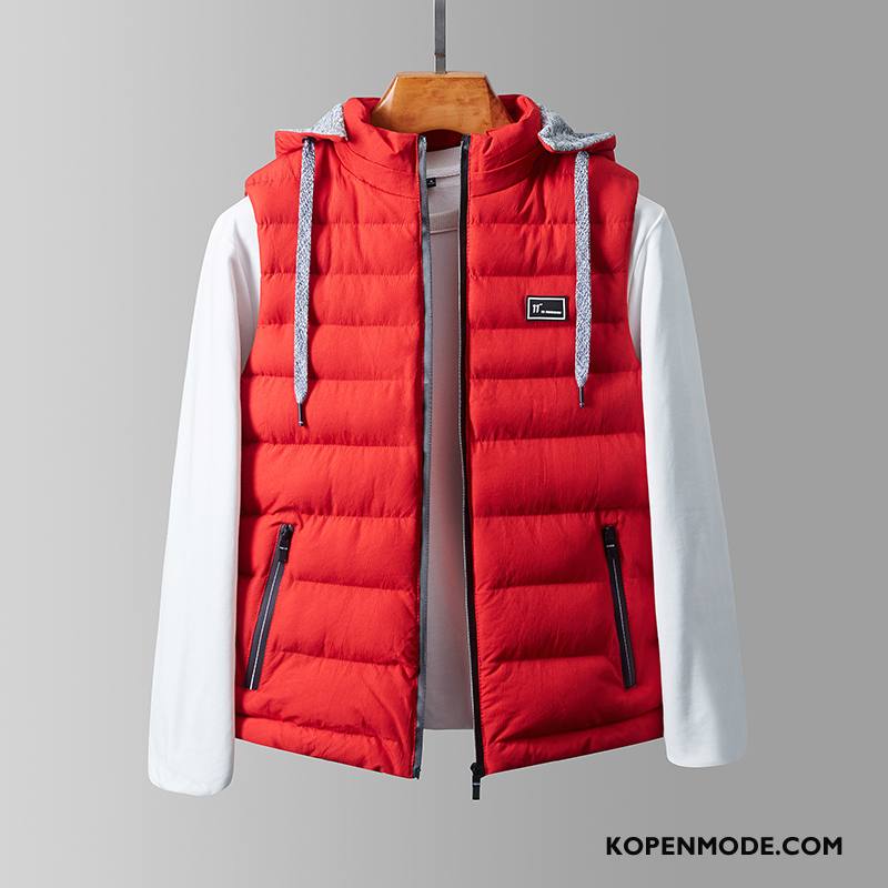 Gilet Heren Katoen Herfst Winter Nieuw Rood