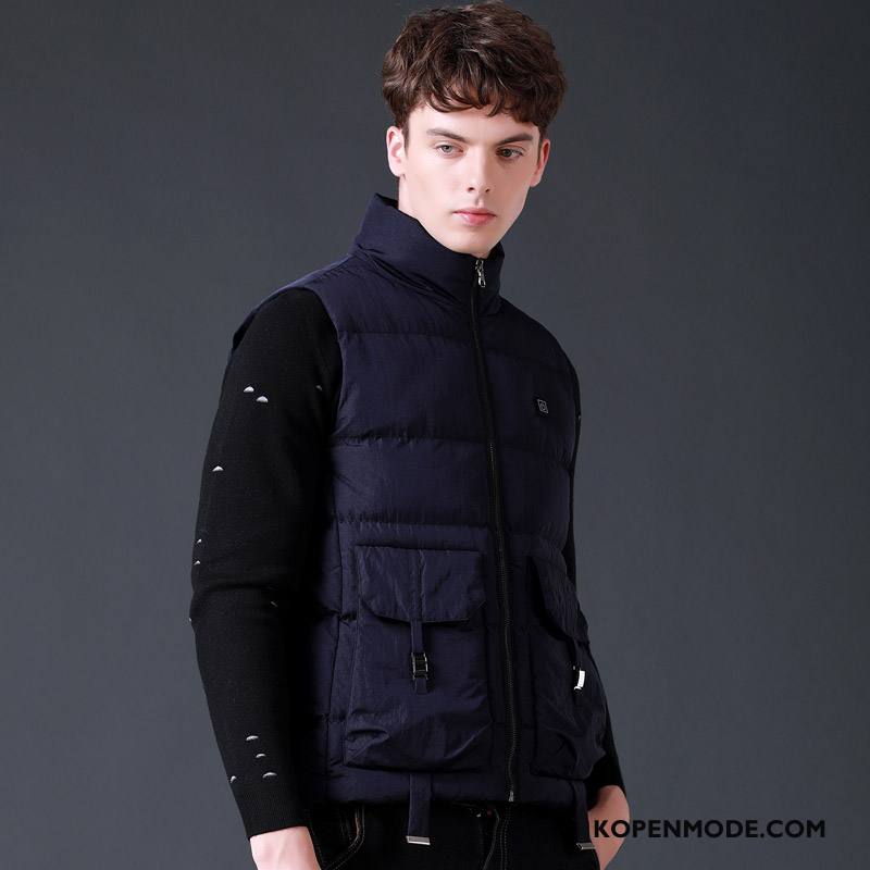 Gilet Heren Katoenen Jas Warme Nieuw Mode Trend Winter Zwart