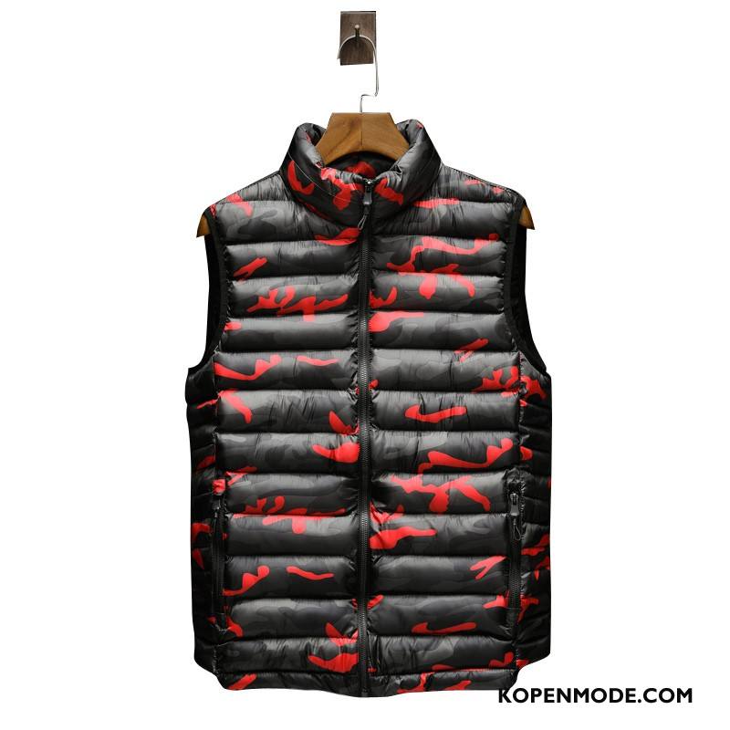 Gilet Heren Mannen Casual Camouflage Rood