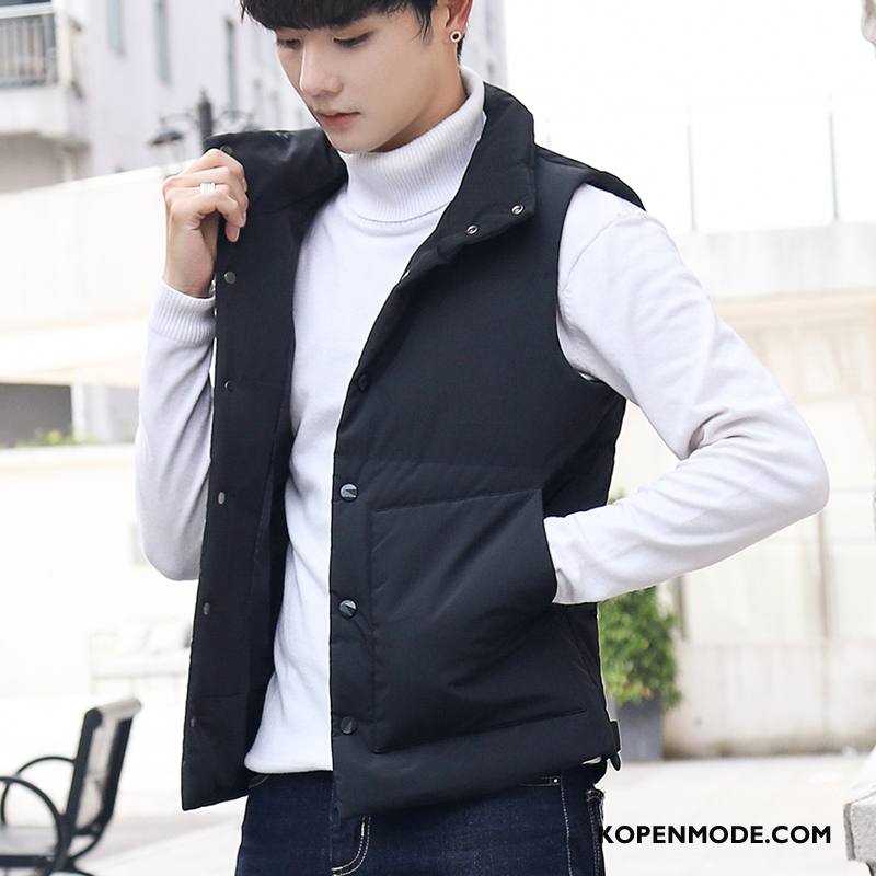 Gilet Heren Mooi Katoenen Jas Slim Fit Verdikken Trend Jeugd Rood