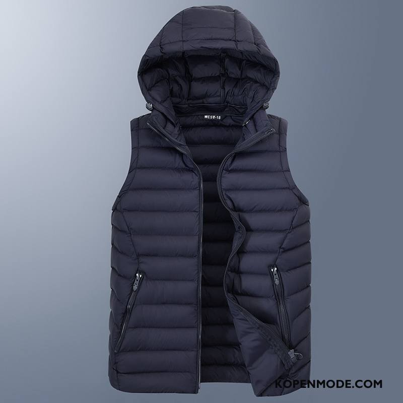 Gilet Heren Trend 2018 Jas Casual Warme Mannen Donkerblauw