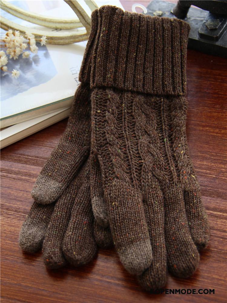 Handschoenen Dames Blijf Warm Nieuw Breien Verdikken Winter Verlengen Grijs