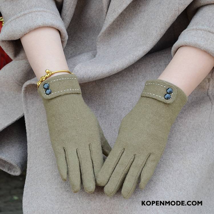Handschoenen Dames Blijf Warm Touchscreen Pluche Winter Verdikken Nieuw Groen