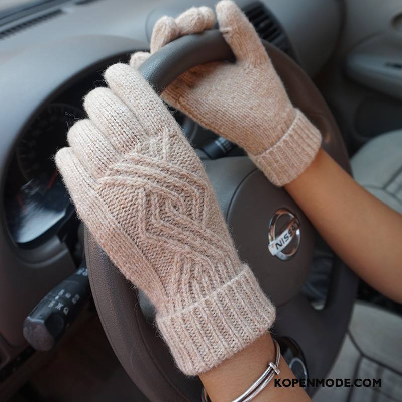 Handschoenen Dames Cyclus Blijf Warm Bloemen Touchscreen Herfst Winter Grijs