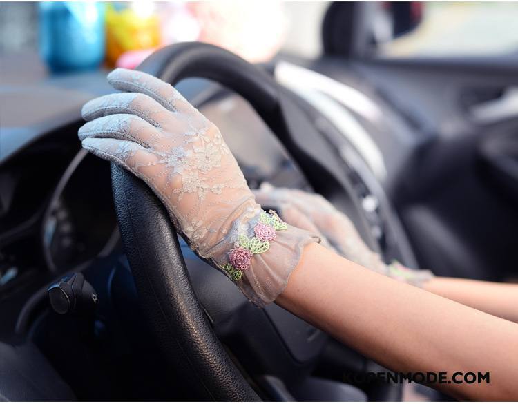 Handschoenen Dames Korte Elegante Touchscreen Zonnebrandcrème Vrouwen Kant Zwart