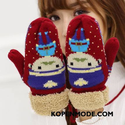 Handschoenen Dames Student Blijf Warm Verdikken Winter Pluche Trend Marineblauw