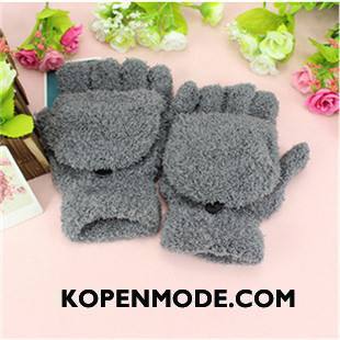 Handschoenen Dames Vrouwen Heet Winter Fluweel Blijf Warm Halve Vinger Zwart