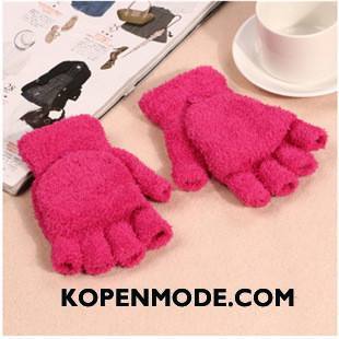 Handschoenen Dames Vrouwen Heet Winter Fluweel Blijf Warm Halve Vinger Zwart