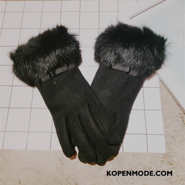 Handschoenen Dames Vrouwen Winter Alle Wedstrijden Wol Fluweel Blijf Warm Kaki