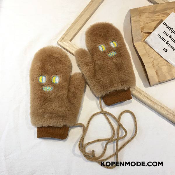 Handschoenen Dames Winter Tas Cartoon Vrouwen Schattig Cyclus Licht Bruin