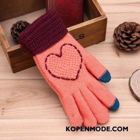 Handschoenen Dames Wol Breien Vrouwen Winter Liefde Geborduurde Blauw