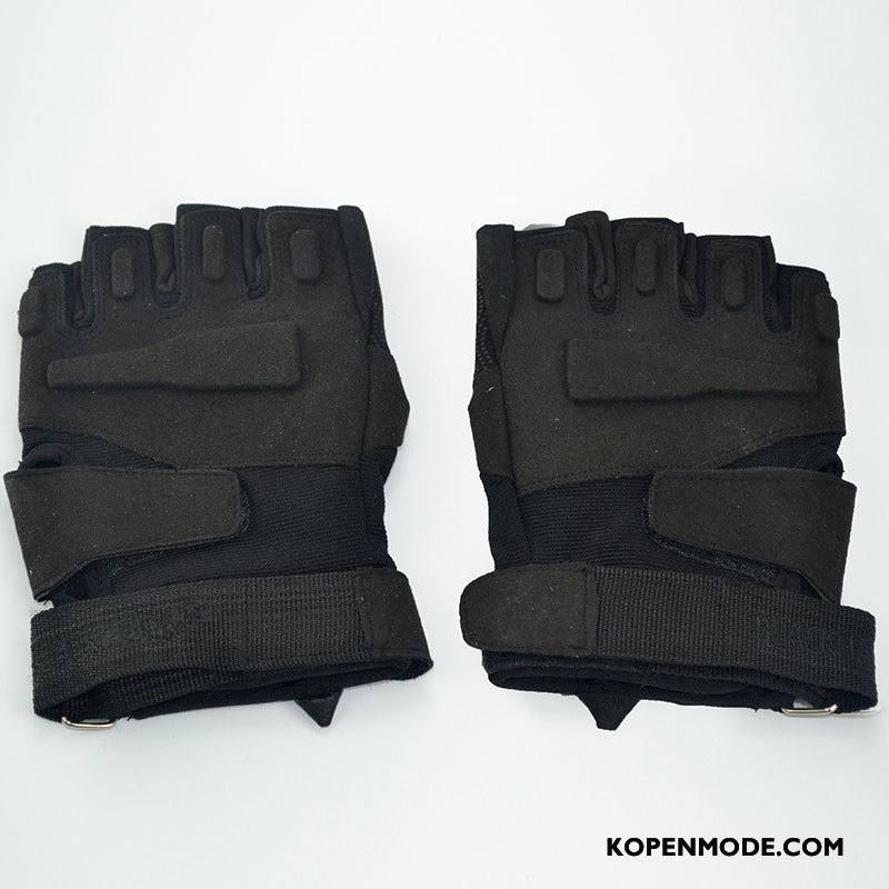 Handschoenen Heren Antislip Outdoor Halve Vinger Sport Alpinisme Paardrijden Legergroene Zwart