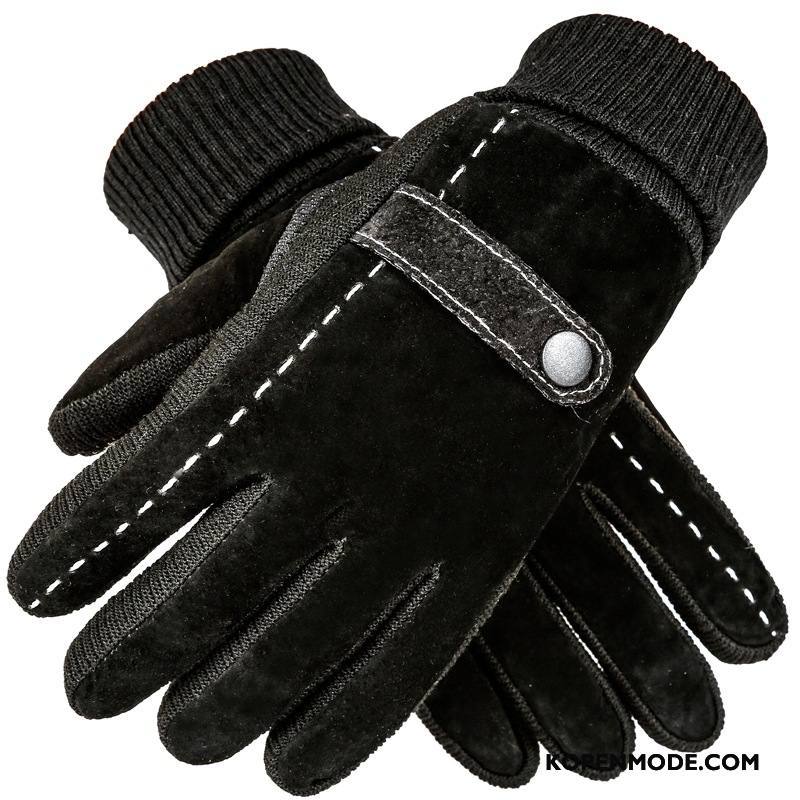 Handschoenen Heren Leer Paardrijden Winter Cyclus Outdoor Motorfiets Zwart