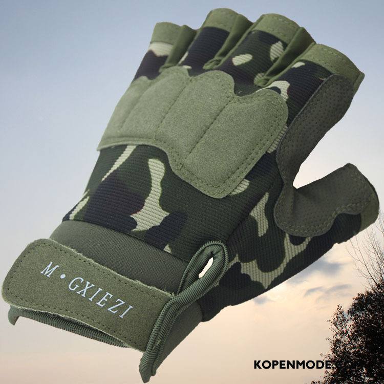 Handschoenen Heren Mannen Ademend Antislip Halve Vinger Nieuw Paardrijden Camouflage