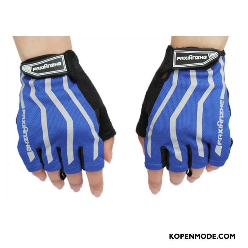 Handschoenen Heren Mannen Ademend Vrouwen Antislip Fiets Halve Vinger Blauw