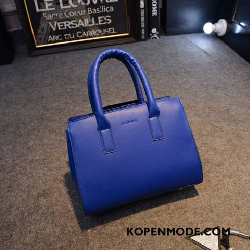 Handtas Dames Groot Europa Vrouwen Trend Mode Effen Kleur Blauw