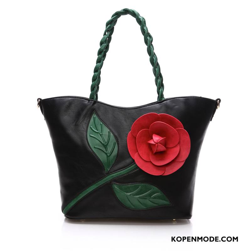 Handtas Dames Grote Tas Bloemen Grote Capaciteit Driedimensionaal Vrouwen Mode Rood