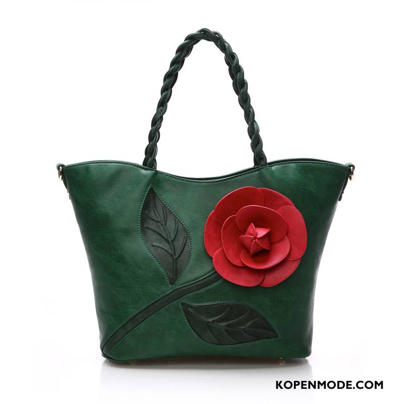 Handtas Dames Grote Tas Bloemen Grote Capaciteit Driedimensionaal Vrouwen Mode Rood