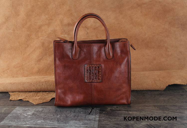 Handtas Dames Met De Hand Vierkante Echt Leer Vrouwen Messenger Tas Persoonlijkheid Zwart