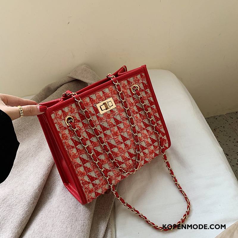 Handtas Dames Nieuw Ketting Alle Wedstrijden Trend Herfst Schoudertas Zwart