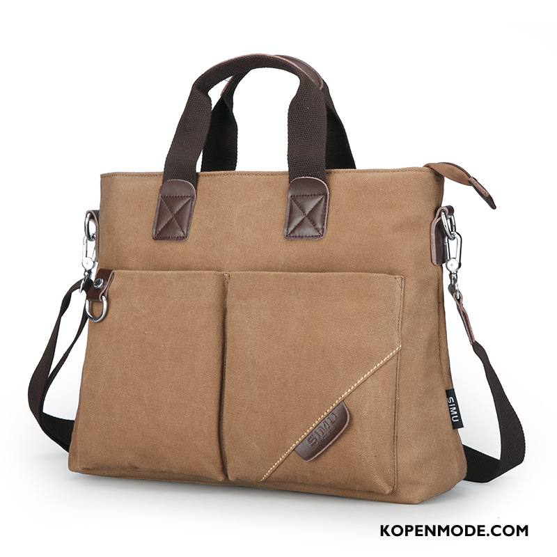 Handtas Heren Canvas Casual Business Messenger Tas Mannen Nylon Kaki