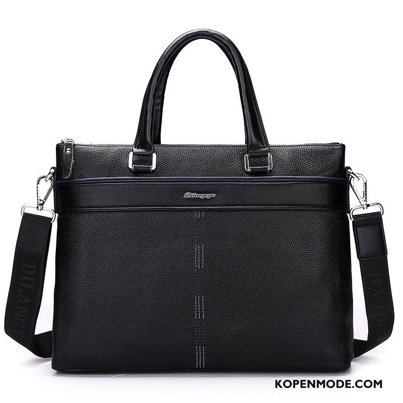 Handtas Heren Casual Leer Echt Leer Business Nieuw Mode Bruine