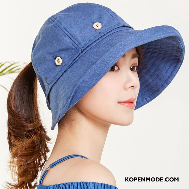 Hoeden Dames Groot Doek Zomer Denim Zonnebrandcrème 2018 Blauw Zandkleur