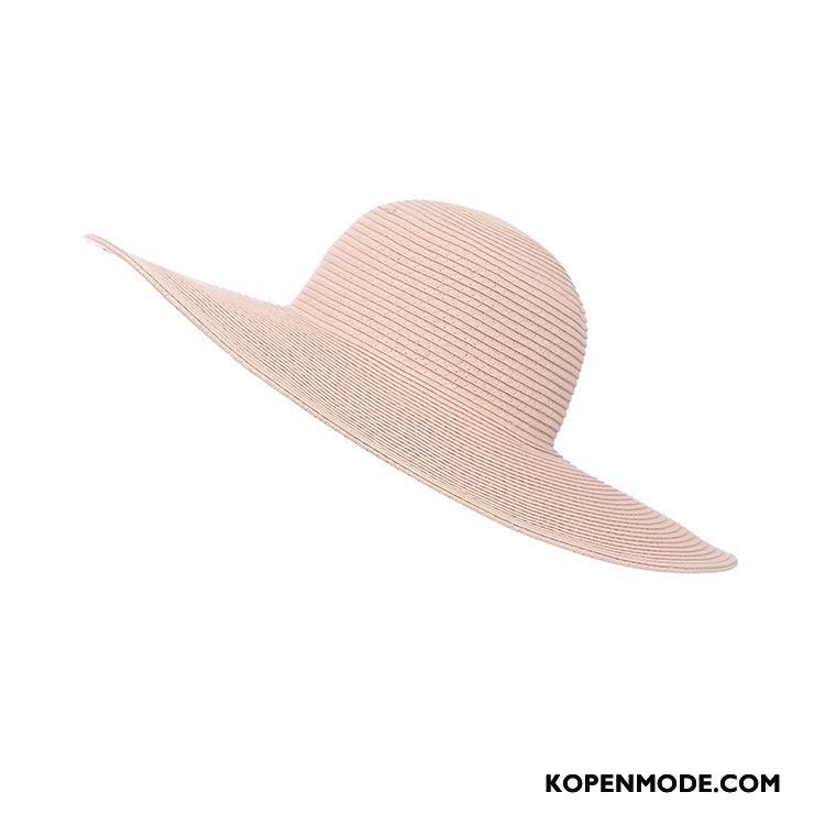 Hoeden Dames Zonnebrandcrème Outdoor Zomer Groot Vrouwen Vouw Effen Kleur Kaki Zandkleur