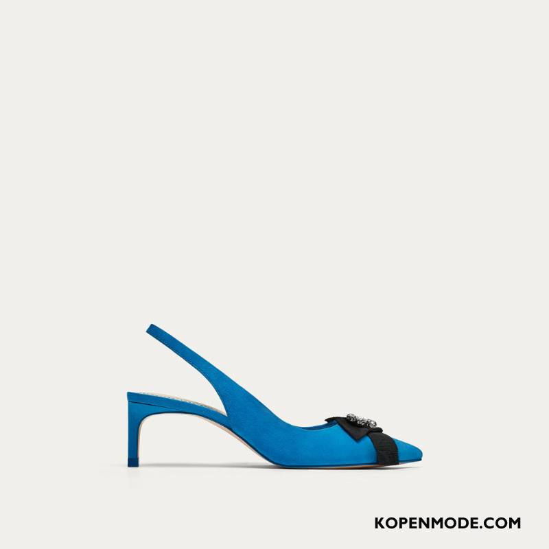 Hoge Hakken Dames Pumps Vrouwen Suede Herfst Dunne Blauw