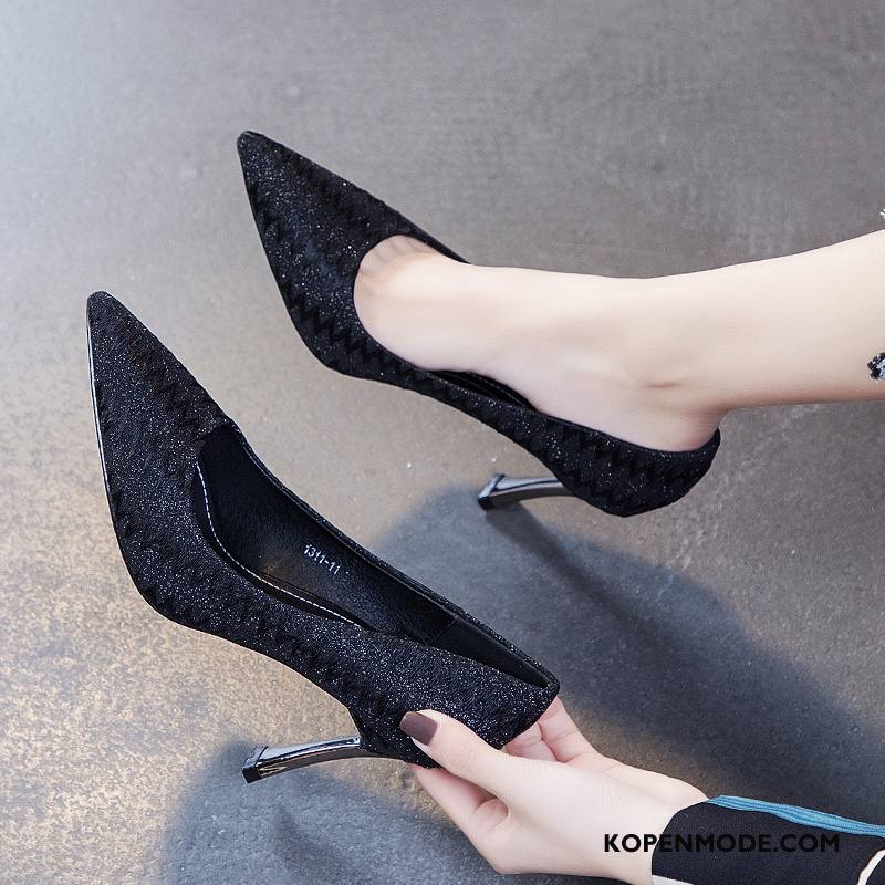 Hoge Hakken Dames Punt Banket Pumps Dunne Schoenen Vrouwen Champagne Wit Goud Licht