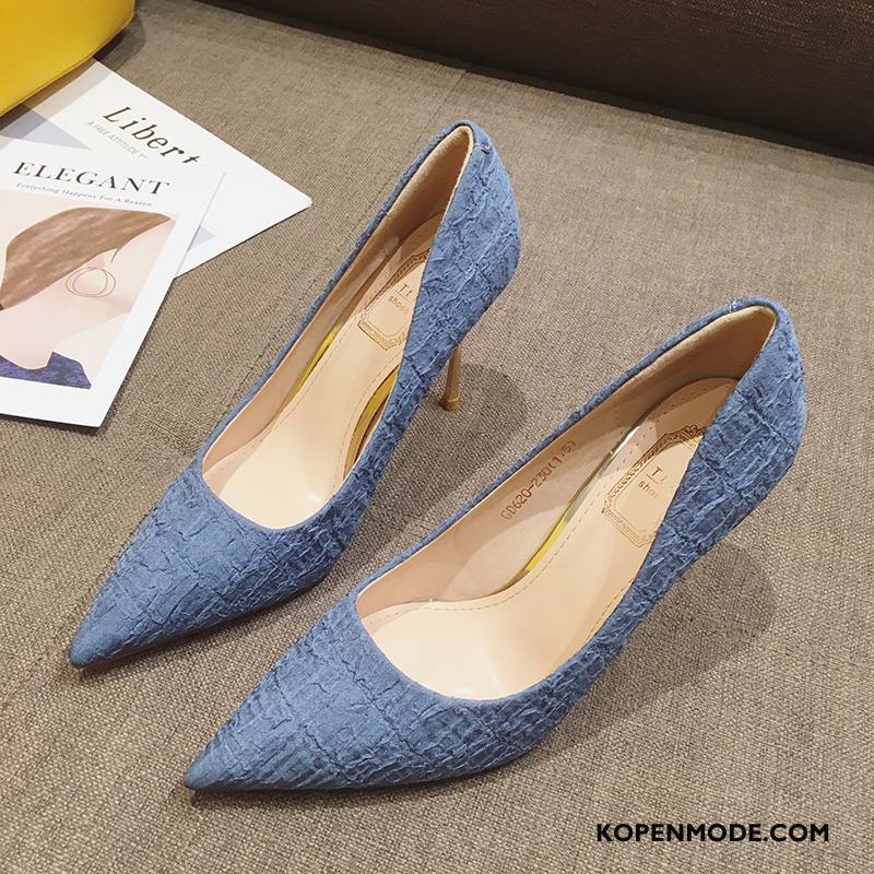 Hoge Hakken Dames Punt Elegante Etiquette Pumps Meisje Vrouwen Blauw Rood Huidskleur Licht