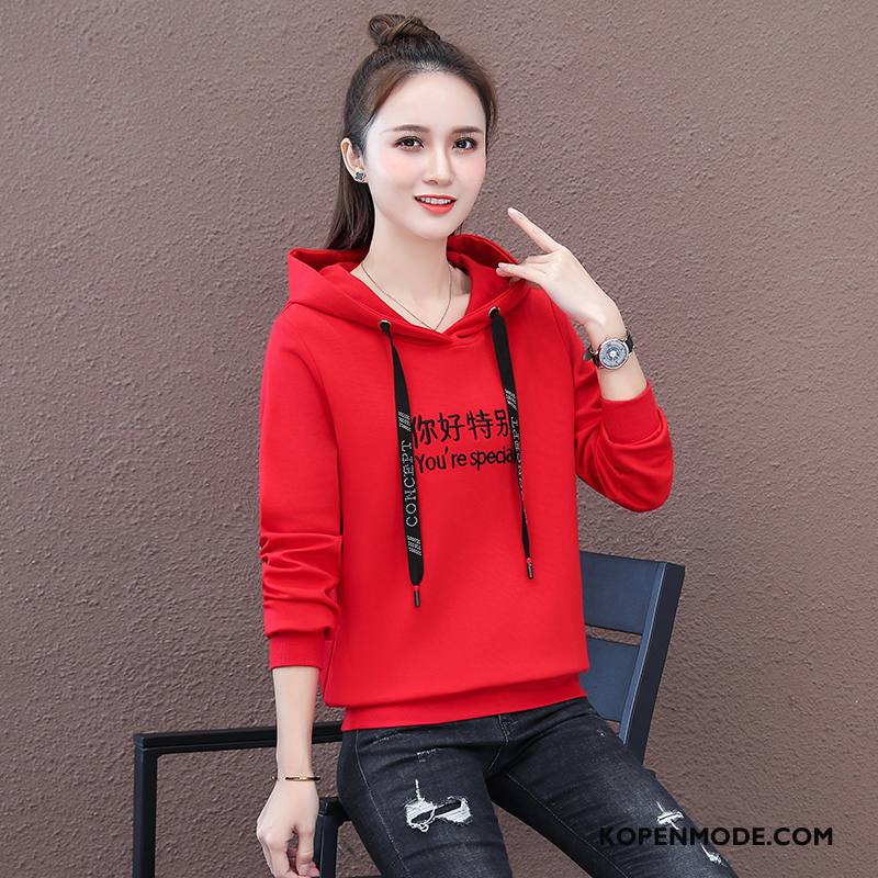 Hoodies Dames Dunne Vrouwen Jasje Losse Kort Voorjaar Rood