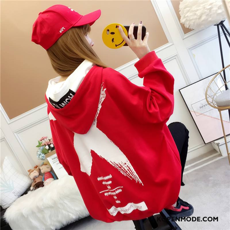 Hoodies Dames Dunne Vrouwen Losse Super Jasje Trend Rood