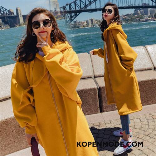 Hoodies Dames Elegante Lang Mooi Lange Mouwen Mode Trend Geel