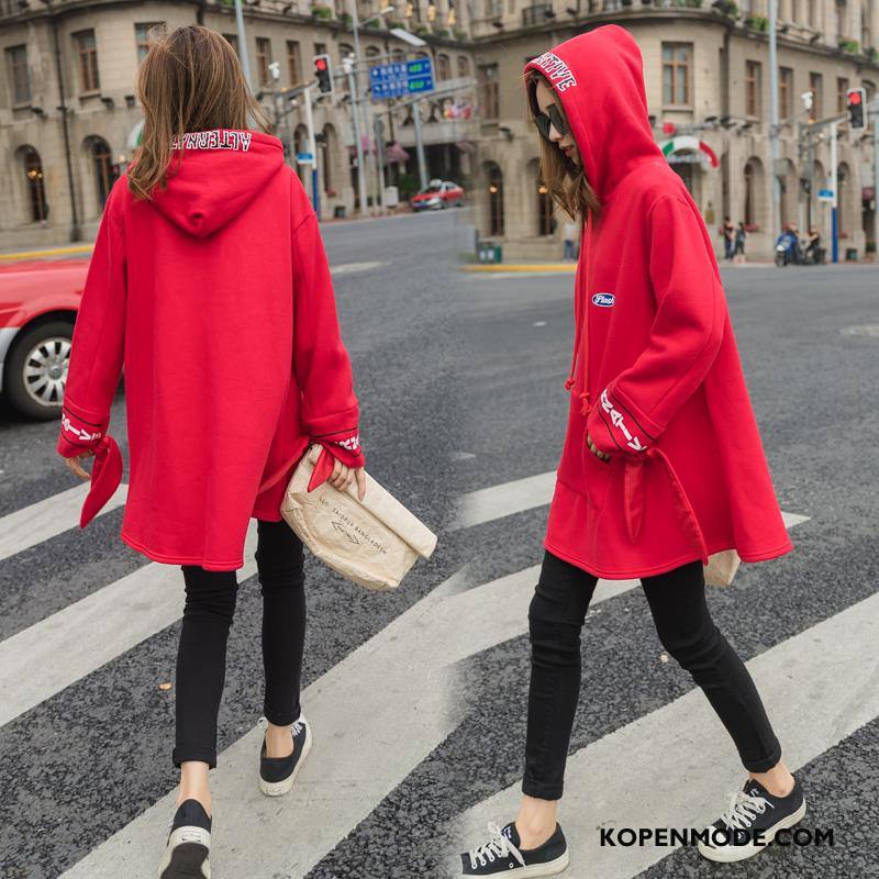 Hoodies Dames Herfst Slim Fit Eenvoudige 2018 Trend Persoonlijk Rood