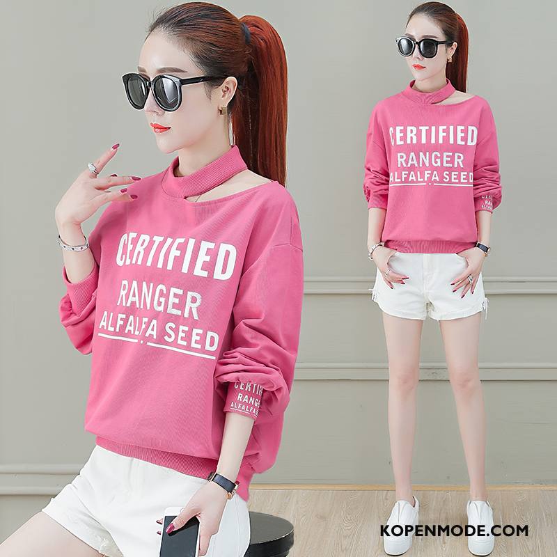 Hoodies Dames Jas Dunne Voorjaar Ronde Hals Jasje Losse Roze