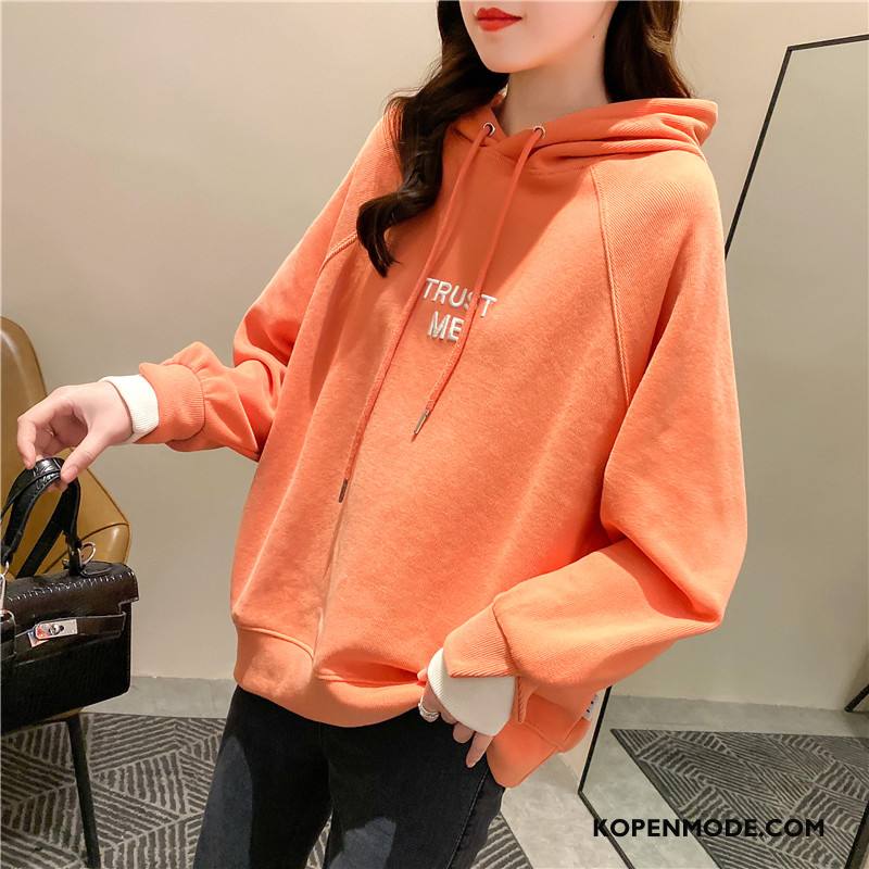 Hoodies Dames Jasje Pullover Trend Vrouwen Losse Mode Effen Kleur Roze