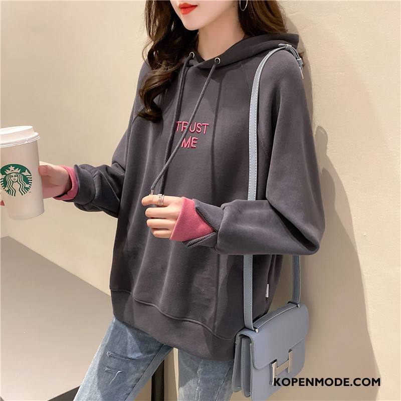 Hoodies Dames Jasje Pullover Trend Vrouwen Losse Mode Effen Kleur Roze