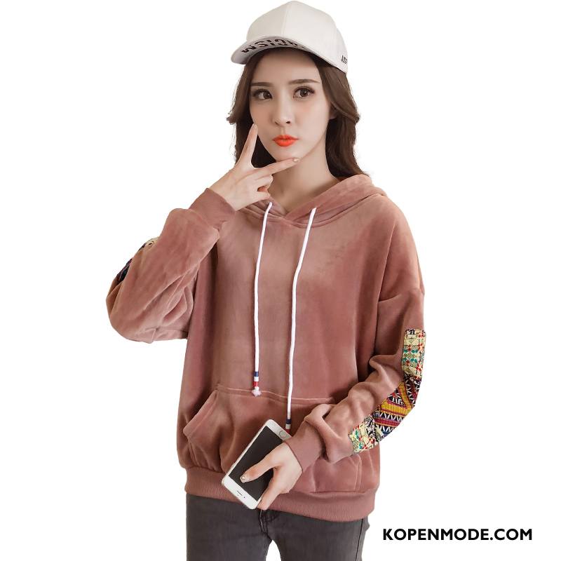 Hoodies Dames Lange Mouwen Pullover 2018 Plus Kasjmier Winter Losse Rood