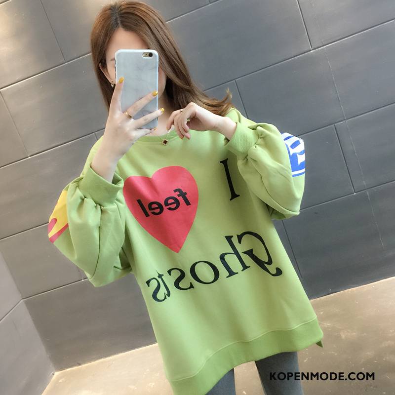 Hoodies Dames Voorjaar Jasje Losse Trend Herfst Grote Maten Groen