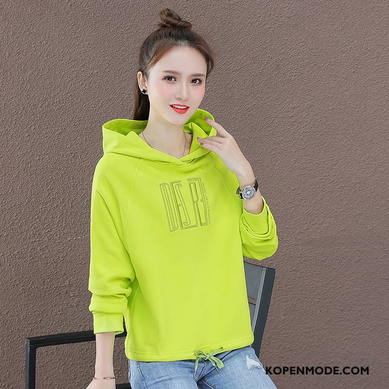 Hoodies Dames Voorjaar Trend Jas Losse Nieuw Kort Rood Groen