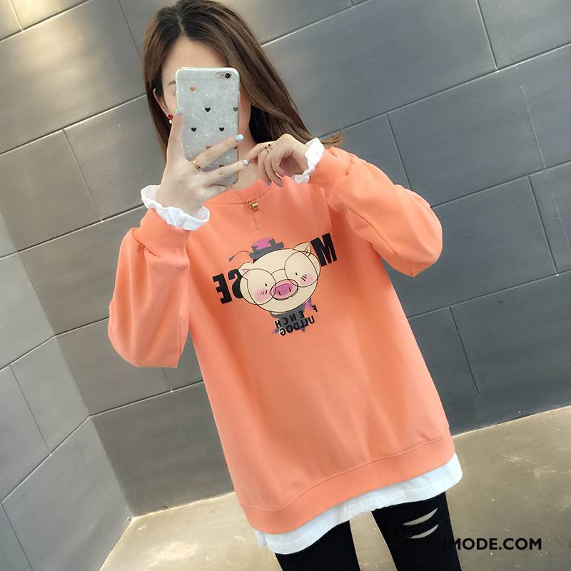 Hoodies Dames Voorjaar Trend Losse Jas Nieuw Vrouwen Oranje