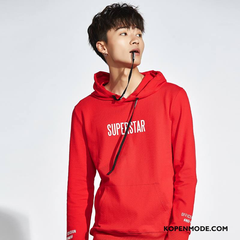 Hoodies Heren 2018 Casual Lange Mouwen Nieuw Voorjaar Mode Rood