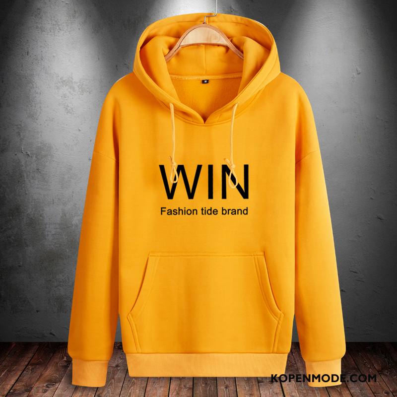 Hoodies Heren Bedrukken Effen Kleur Bruine